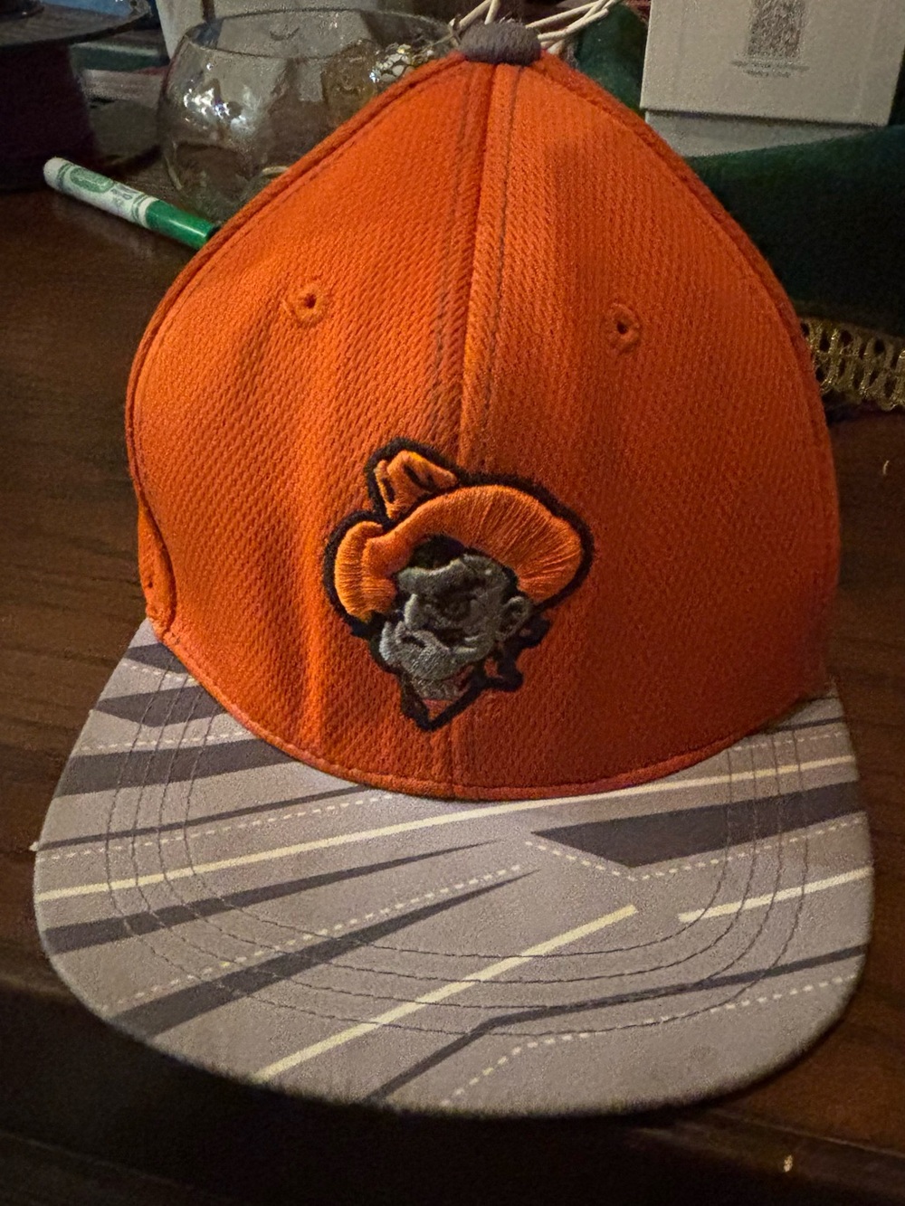 Oklahoma State Cowboys Pistol Pete Youth Snapback Hat Orange Gray Plaid OSU